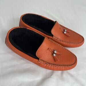 Atika Orange Leather Faux Fur Lining Comfort House women's shoes Size EU38/US7.5